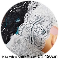 DKLACE-1483 / 자가드 스판 레이스 (폭 6cm 길이 1yd / 3yd / 5yd / 10yd기준), 5개, 화이트