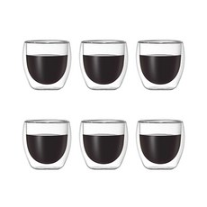 로하티 라인 이중 유리잔 6p세트 내열유리 찻잔, free, 없음, 100ml