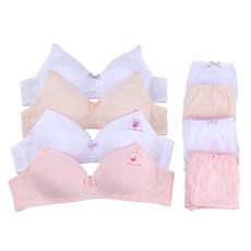 Toonrae青少年第2階段內衣胸罩內褲 8件組 棉質材質 無鋼圈 AA罩杯 學生胸罩 小學生 中學生 女孩胸罩內褲