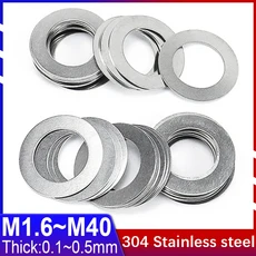 M2 ~ M40 두께 0.1 0.2 0.3 0.5mm 304 스테인레스 스틸 초박형 플랫 와셔 고정밀 조정 가스켓 Din988, M4x8_Thick 0.5mm, 20.M4x8 - Thick 0.5mm