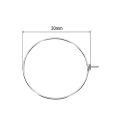 100pcs 와인 라벨링 실버 금속 유리 매력 반지 와이어 농구 음료 마커 20mm-35mm, 30mm