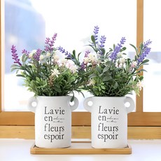 행복한마을 조화 라비에 화분2p +받침, 혼합색상, 1개