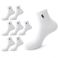 마상격구 남성 국산 스포츠 단목 양말, 8개, 화이트 8개, 화이트
