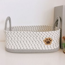 卡通棉繩手工編織桌面收納置物筐家居儲物籃雜物玩具尿布籃寵物籃, 1個, 灰色