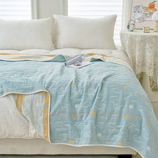 Belle Vie 純棉色織六層紗涼被 - 小恐龍 200x240cm 透氣空調被