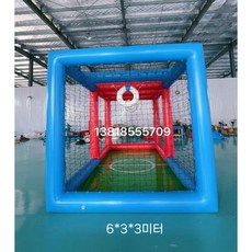 드론 축구 경기장 에어바운스 비행 레이싱 대결 장애물 프레임, 빨강 파랑 6x3x3m (목표 공기 펌프)