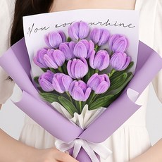 제너럴케이 모루 꽃다발 DIY키트 만들기 세트 선물, 1개, 퍼플