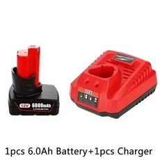 밀워키 12V 도구 M12 XC 6.0Ah 무선 드릴 리튬 이온 배터리 48112402 용 Ah, 01 1 battery 1 charger, 1개