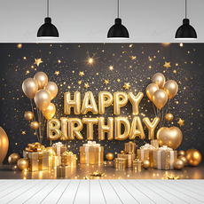 아라홍스 파티배너 생일축하 파티용품 생일가랜드 생일이벤트 졸업 환갑 새해 생일현수막, 5.골드&블랙생일