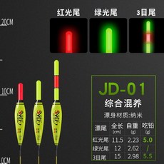 釣友俱樂部 遠投磯釣電子浮漂 夜光咬鉤變色日夜兩用 醒目立漂漁具, 1個, JD-01(鉛約5g),1目綠光尾不變色