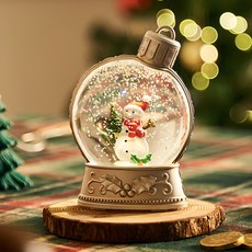 크리스마스 스노우 워터볼 무드등, 실버 스노우맨 트리, 1개