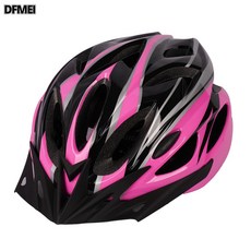 DFMEI 騎行頭盔一體成型男女山地公路自行車頭盔騎行裝備安全帽, 1個, 粉黑:L