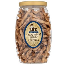 Utz 과자 칩 우츠 허니 위트 브레이디드 프레첼 트위스트 26온스 통 달콤한 맛 두껍고 바삭한 딥핑과 간식에 완벽함 콜레스테롤 무첨가 간식 식품 포장 내용물은 변경될 수 있음, 1개
