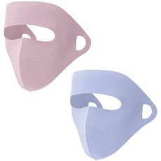 Oceansunfish 얼굴 풀커버 햇빛차단 마스크 2개입, 핑크 퍼플 + 그레이 블루, 1개