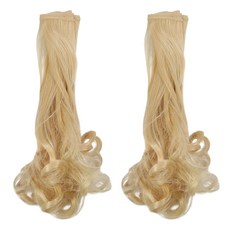 인형 가발 합성 섬유 DIY BJD 액세서리 앞머리 숏 웨이브 롱 컬 혼합 색상, 1개, 레몬 시폰 501