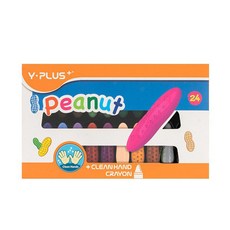 Y-PLUS 花生造型蠟筆 24色 兒童安全無毒蠟筆 寶寶繪畫塗鴉蠟筆, 1套, 24個