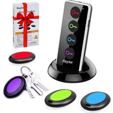 Reyke 키 파인더 80dB+ RF 아이템 로케이터 태그 39.9m(138피트) 작동 범위 지갑 휴대폰 안경 애완동물 RF 송신기 1개 및 수신기 4개 용 무선, Reyke 키 파인더, 80dB+ RF 아이템 로케이터