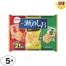 Befco 세토시오 3가지 맛 일본 전병 센베이 사은품 추가증정, 5개, 50g