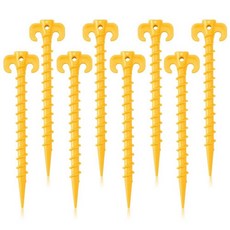 AUGSUN 16 팩 플라스틱 텐트 스테이킹 헤비 듀티 해변용 블랙 샌드 7.5인치 나사형 나선형 그라운드 앵커 페그 캐노피 풍선 야외 캠핑 하이킹 정원용, 8, 8