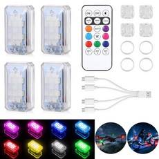 2026 업그레이드된 11LED 무선 LED 스트로브 조명 매우 밝은 8가지 색상 항공기 스트로브 조명 리모컨 포함 IP65 방수 충돌 방지 경고등 오토바이 자전거 자동