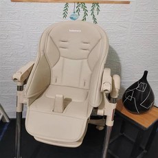 【A 優選】貝能餐椅原廠坐墊h580防水pu寶寶皮套夏座墊配件安全帶, 香檳色PU皮（原廠直銷）防水防污