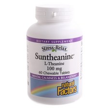 natural Factors 茶胺酸咀嚼錠 100mg, 60顆, 1罐