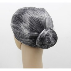 洋洋小品老婆婆假髮，老人假髮老奶奶假髮阿嬤假髮，灰白色/白色/銀白色假髮，萬聖節舞會表演生日派對角色扮演裝扮道具-現貨, 灰白色, 1個