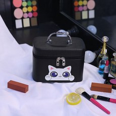 화장품 가방 휴대용 귀여운 여성용 보관 상자, 샤오 마오 스퀘어 박스-블랙 작은
