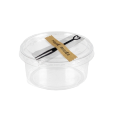 샐러드용기 과일컵 컵과일 12oz 평뚜껑 50p 세트 (개별포장 포크+스티커), 50개