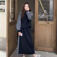 여성세트 여성투피스 맨투맨 티 + 롱스커트 티셔츠 여성스커트 캐주얼 LQW26012206 55
