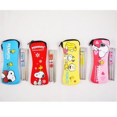 正版 史努比 SNOOPY 兩截式鋼筷組 兒童學習筷 環保餐具 外出便攜, 1個, 藍色, 藍色