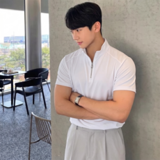 ANYOU 남성 긴팔 터틀넥 티셔츠 폴로 티셔츠 봄가을 골프 스판 티셔츠 상의 루즈핏 속건성 의류 운동복