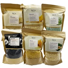RICA熱蠟除毛系列頂級堅果油軟蠟、蘆薈軟蠟、黃金軟蠟、豆豆蠟, 1個, 酪梨奶油巴西豆豆蠟（袋裝）,800ml