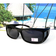 寶麗來偏光鏡片 近視族套鏡 自行車專業防風防蚊蟲 方形加大包覆偏光太陽眼鏡 3334, 1個, 霧黑鏡框黑面