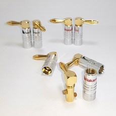 나카미치(Nakamichi) 90도 기억자 금도금 바나나단자 -- 스피커/커넥터/오디오젠더, 블렉