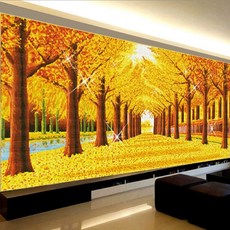 특대형 보석십자수 DIY키트 캔버스 취미 비즈 은행나무, 1개, 150cmx56cm 도구포함 추가30