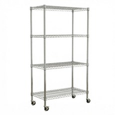 Delletir Heavy Duty 4-Tier Wire Shelving Unit with Wheels Adjustable Metal Storage Rack Organizer, 4, Chrome, 35.43 "D X 17.72"W X66.54"H