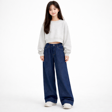 주니어 키즈 여아 남아 일자 와이드 데님 청바지