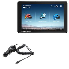 BoxWave Rand McNally TND 750과 호환되는 차량용 충전기 - 플러스 추가 USB 포트 및 통합 내장 케이블 포함 블랙