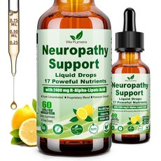 Neuropathy Supplements 액체 드롭 어드밴스 17-in-1 안정화된 R-알파 리포산(R-ALA) w 아세틸 L-카르니틴 비타민 B-복합체 마그네슘 신경 항산, Neuropathy Supplements 액체 드롭,, 1개, 60ml