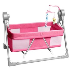 신생아 전동 흔들침대 자동 스마트 흔들의자 블루투스 모기장, G. 핑크+리모컨