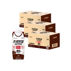 정식품 그린비아 프로틴밀 액티브 초코맛 프로틴음료 고단백질영양설계 아르기닌 저당설계, 54개, 250ml