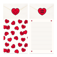 포포샵 귀여운 편지지 4p + 편지봉투 4p + 스티커 4p 세트, 2팩, 레드하트