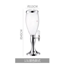 啤酒機 酒塔 飲料桶 5L 3L 雙頭 款式 發光 冰柱 冷飲機, 1個, 1.5L銀色無冰柱無燈