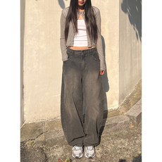 VENUSY 正韓酷辣韓妹牛仔褲，韓國東大門直送，純棉寬鬆設計，舒適跳舞神褲, 黑色,2XL