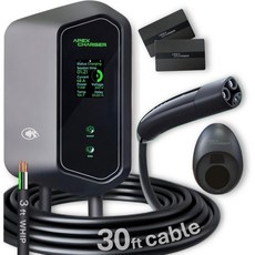 3세대 MACH 1 NACS 충전기. 고속 48암페어 레벨 2 EV 충전기 유선 연결240V 11.5kW 벽걸이 전기차 충전소 Tesla 실외 인클로저 및 인증된 30피트 케이블