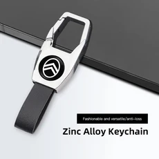 시트로엥 C1 DS3 Vts Saxo Xsara Picasso Berlingo용 금속 가죽 자동차 엠블럼 키체인, 03 NEW CITROEN Silver