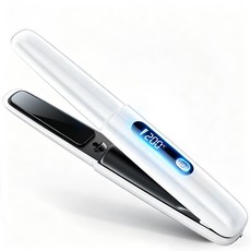 OGIVA 무선 고데기 미니 휴대용 2in1 스트레이트&컬 빠른예열 여행용 헤어아이론 USB충전 4단 온도조절, 화이트, WX-01