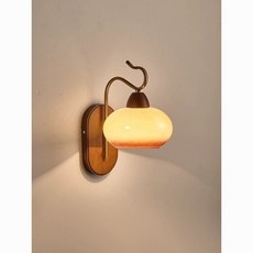 i北歐原木風新款簡約創意中式實木復古臥室床頭客廳過道樓梯壁燈, 胡桃色衛星球亂紋 暖光,20w