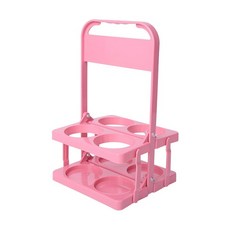 噗可 摺疊酒架提籃 便攜收納 多瓶設計 聚會野餐 堅固耐用 手提式酒架, 1個, 折疊酒架提籃 四瓶裝 粉